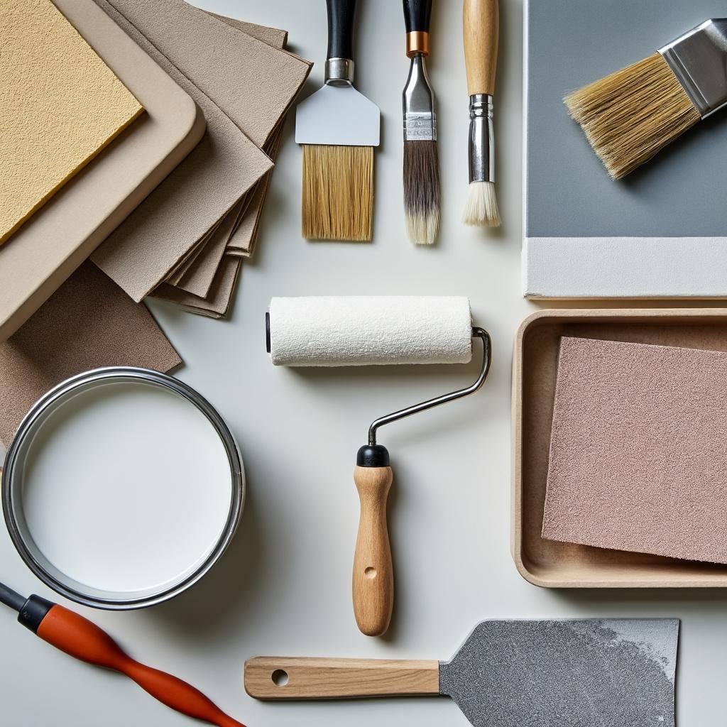 Kit de materiais básicos para pintura de parede